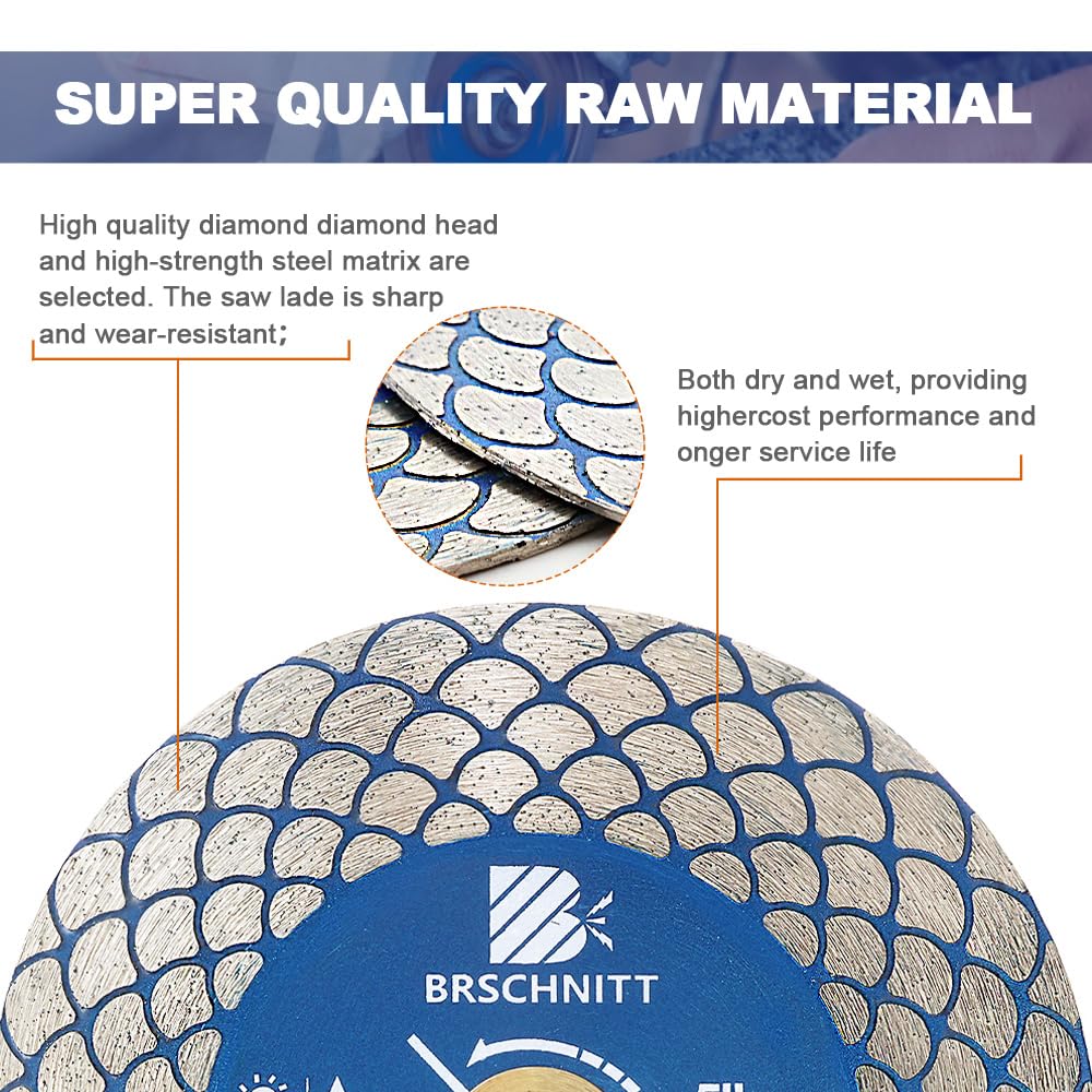 Diamant Trennscheibe 115mm - BRSCHNITT Doppelseitig zum Schneiden und Schleifen Granit Marmor Fliese