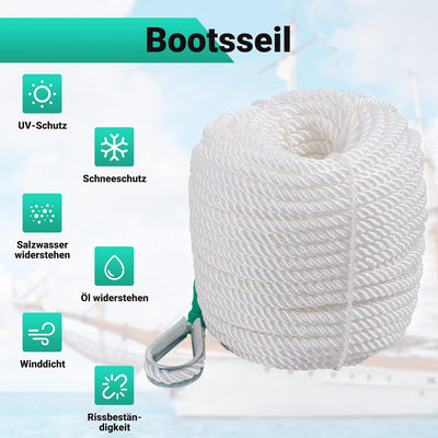 CarBole Tauwerk für Boote,Bootsseil,Nylon Seil,1/2" x100' (12mm*30m),Festmacherleine,Camp Seil,Weit