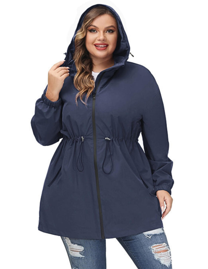 Hanna Nikole Damen Grosse Grösse Regenjacke Leicht Wasserdicht Regenmantel mit Kapuze Windbreaker Sp