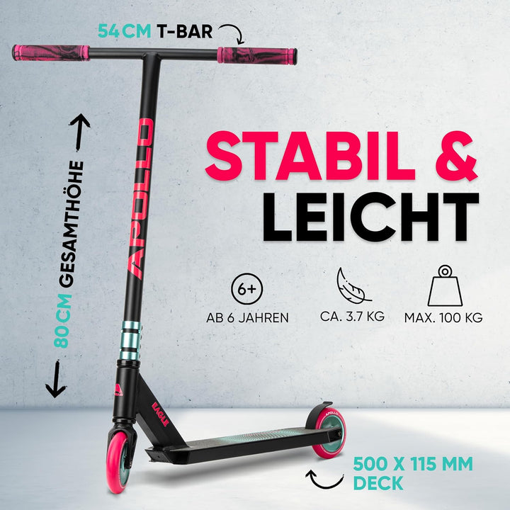 Apollo Stunt Scooter - Eagle, eloxierter Profi Stuntroller, Kinder Scooter mit ABEC 9 Kugellagern, 1