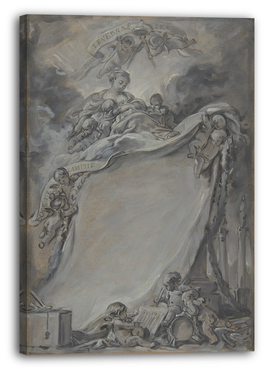 Printed Paintings Leinwand (60x80cm): François Boucher - Diplom der Freimaurer von Bordeaux 60x80 cm
