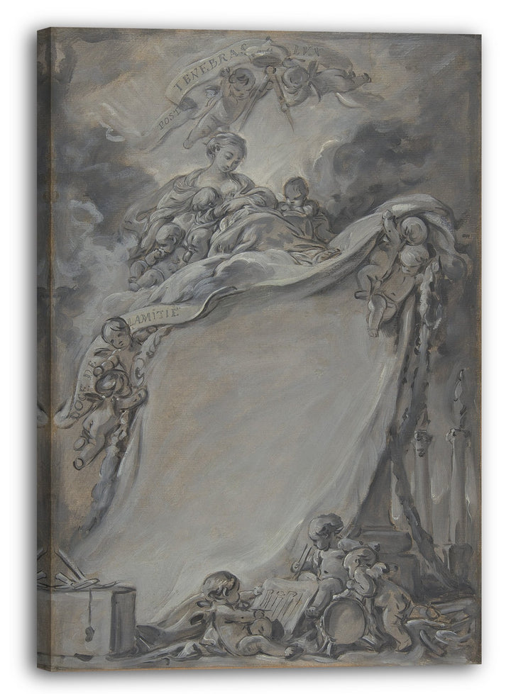 Printed Paintings Leinwand (60x80cm): François Boucher - Diplom der Freimaurer von Bordeaux 60x80 cm