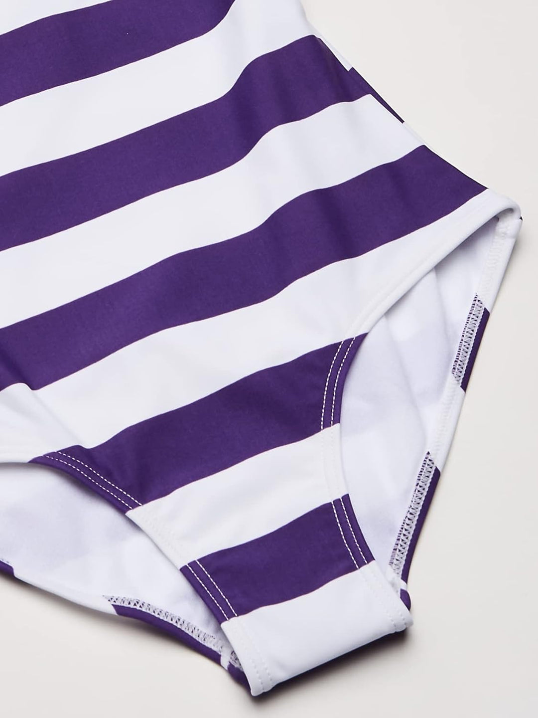 Kanu Surf Girls' Big Beach Sport Banded 1 Piece Swimsuit, Layla Purple Stripe, 7