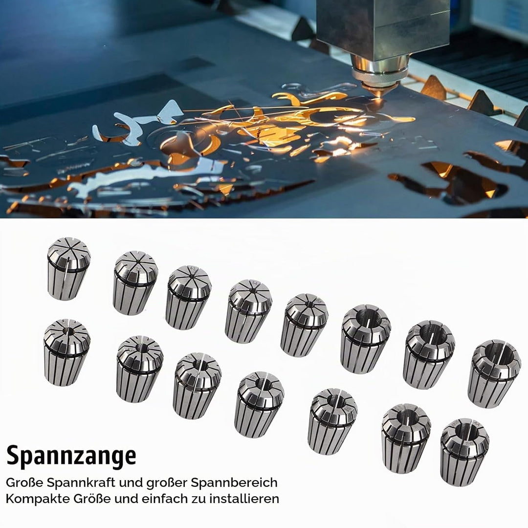 Spannzange, rostfreier Schnellarbeitsstahl ER25 Spannfutter mit Schlüssel für Fräsdrehwerkzeug