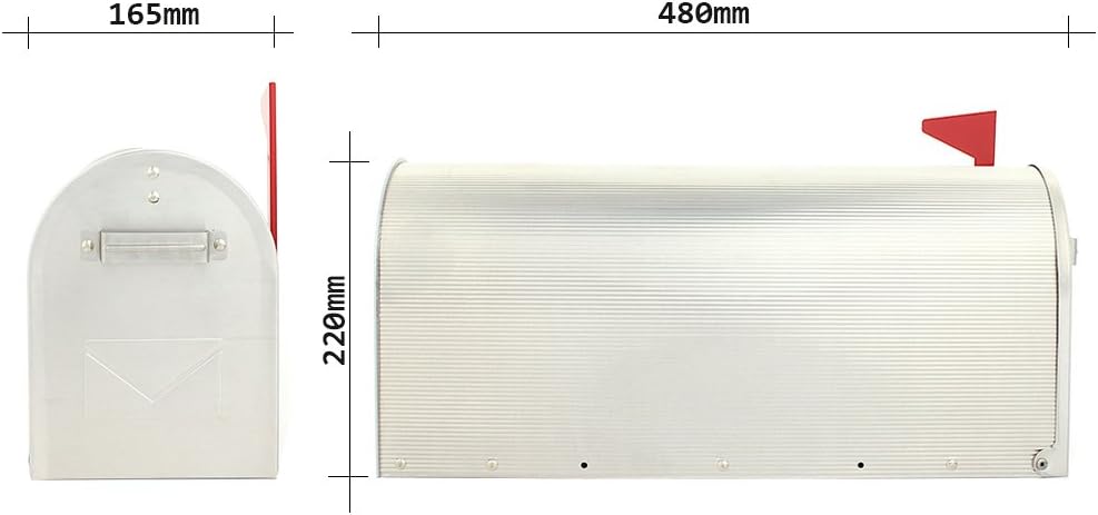 Rottner Briefkasten Mailbox ALU in Silber US Standardgrösse, Postkasten