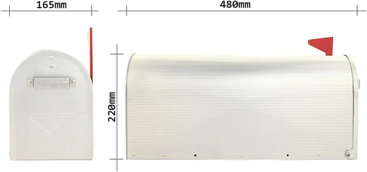 Rottner Briefkasten Mailbox ALU in Silber US Standardgrösse, Postkasten