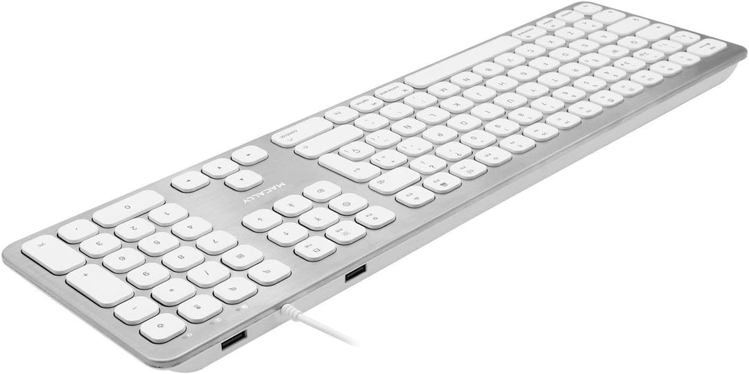 Macally WKEYHUBMB-ES, erweiterte Mac-Tastatur mit Ziffernblock, 2 USB Ports und spanischem Layout, U
