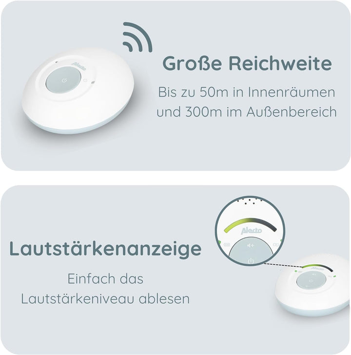 Alecto DBX110 Babyphone Audio - digitales Babyphone mit DECT - 300 m Reichweite - kompaktes Design -