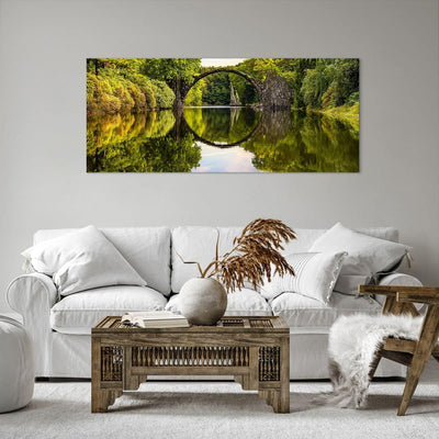 Wandbilder Dekoration Wohnzimmer Park Natur Wasser Panorama Bilder auf Leinwand 120x50cm Leinwandbil