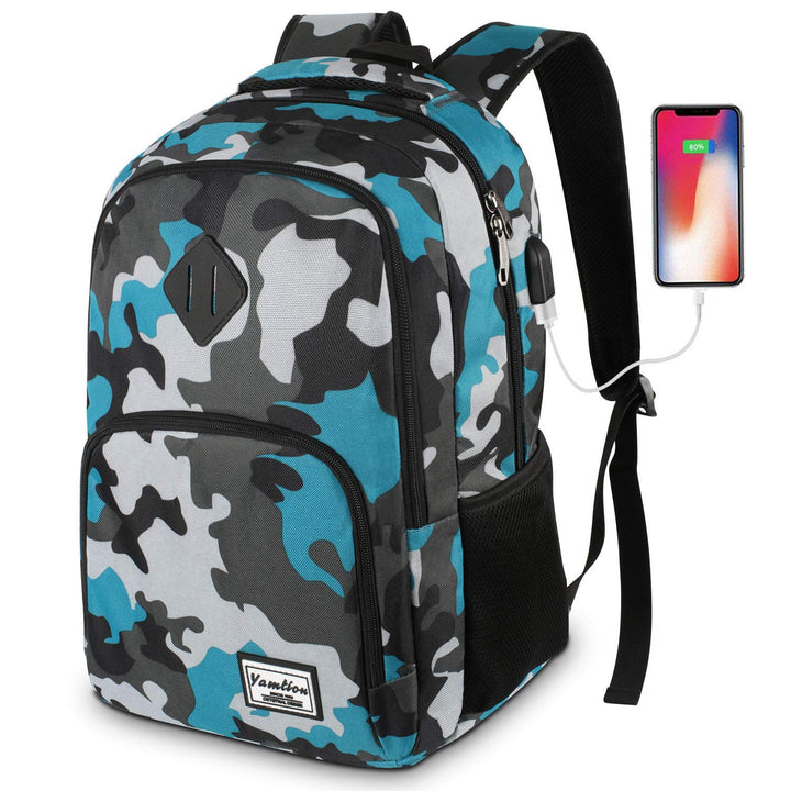 YAMTION Schule Rucksack,Rucksack Jungs Laptop Rucksack mit USB-Ladeanschluss für Herren 15,6 Zoll Zz