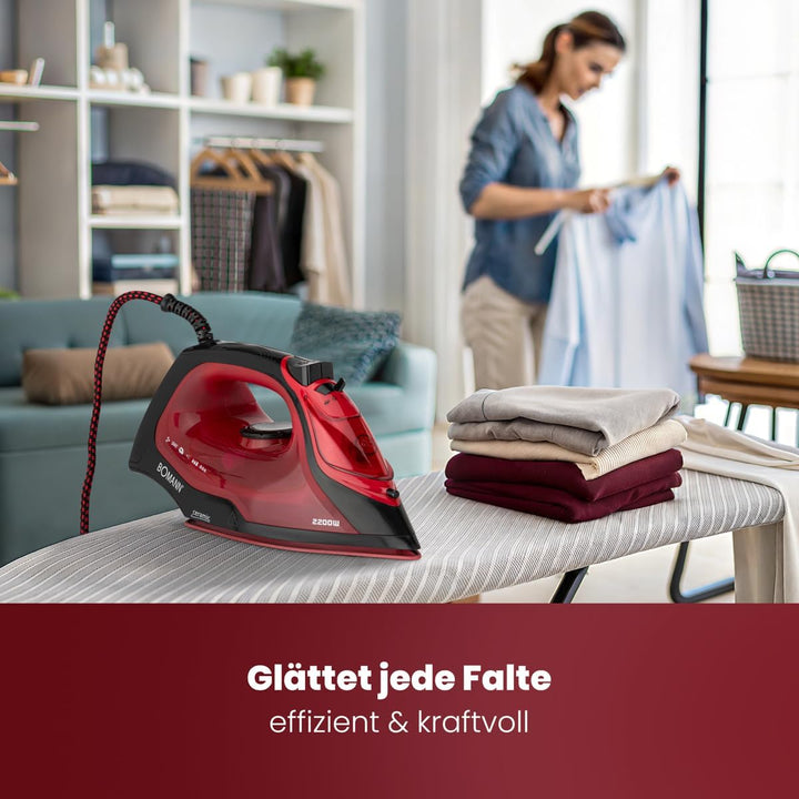Bomann® Dampfbügeleisen mit Keramiksohle | 2200W | Bügeleisen mit Dampf | 250ml Tank | schnelle Aufh
