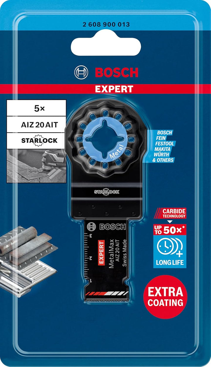 Bosch Professional 5x Sägeblatt Expert MetalMax AIZ 20 AIT (für Stahl, Edelstahl, Breite 20 mm, Zube