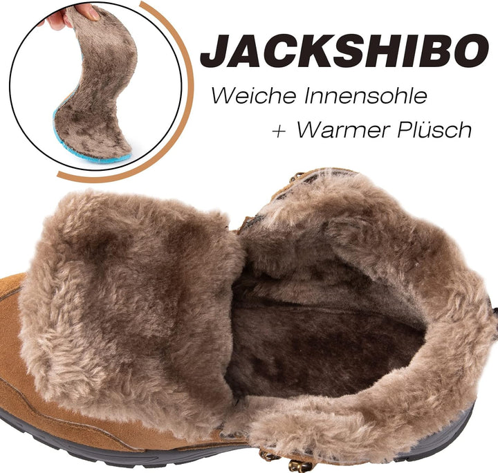 JACKSHIBO Winterschuhe Herren Winterstiefel damen mit Warm Gefüttert Wasserdicht Schneeschuhe Rutsch