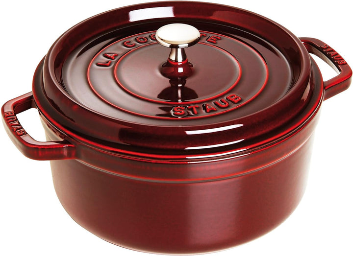 STAUB Gusseisen Bräter/Cocotte, Rund 24 cm, 3,8 L, Aromaregen Funktion, Für alle Herdarten geeignet,