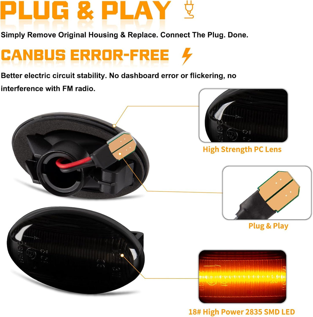 OZ-LAMPE LED Blinker Seitenblinker für Mercedes-BenzSmart W450 W452 A-Class W168 Citan W415 Vito W63