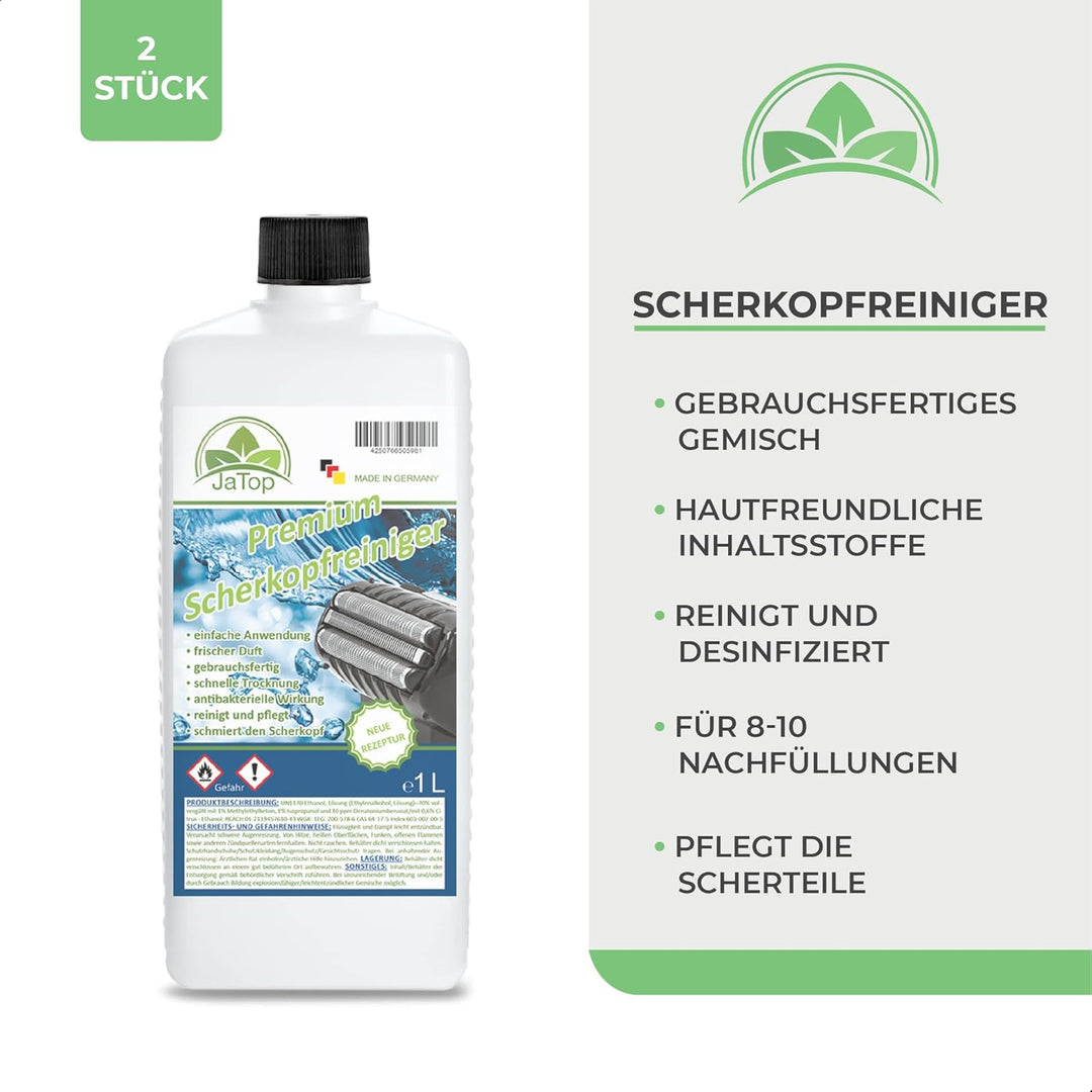JaTop Scherkopfreiniger Nachfüllflüssigkeit [1l pro Flasche] - geeignet zum Nachfüllen von Braun Cle
