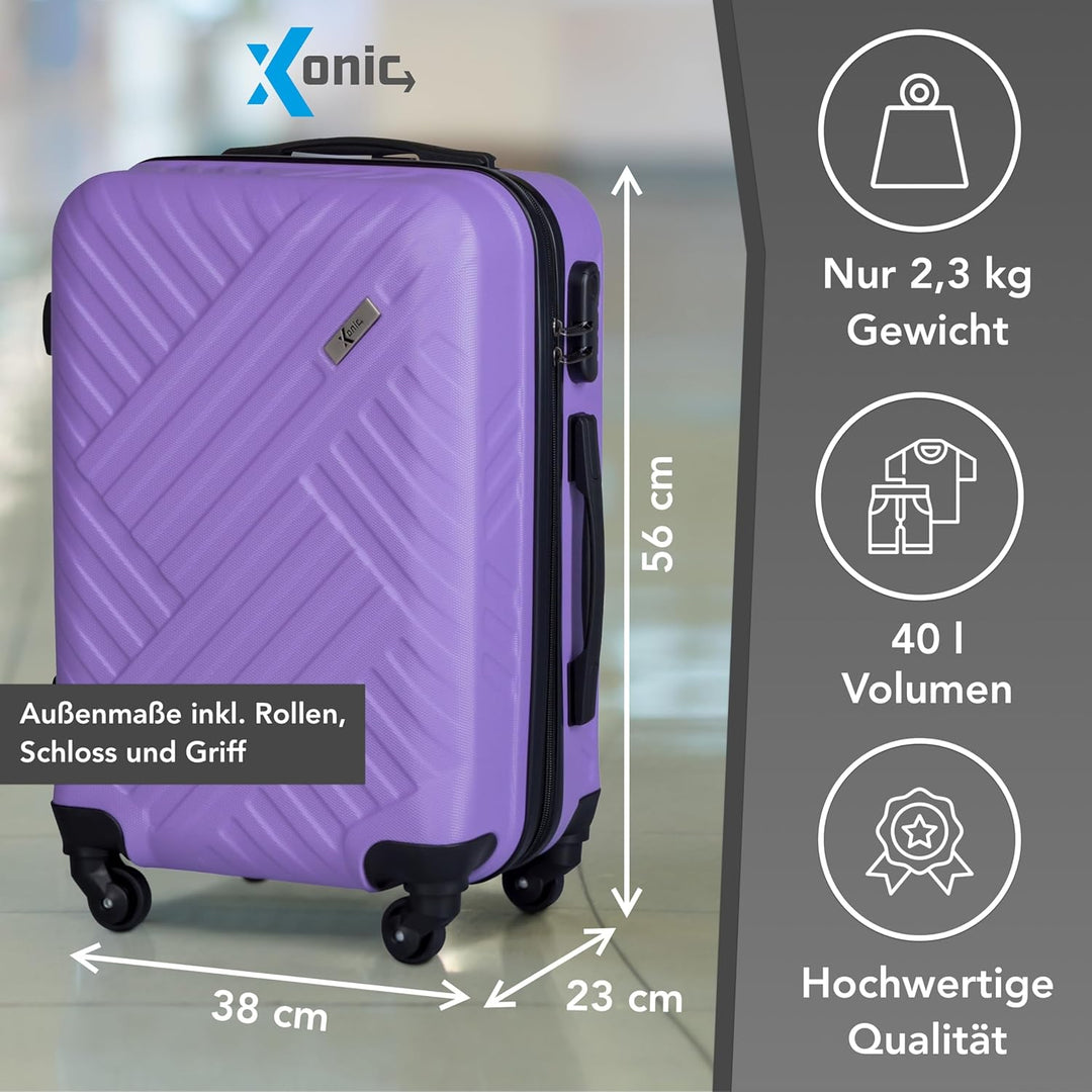 Xonic Design Reisekoffer - ABS Hartschalen Koffer mit 360° Leichtlauf-Rollen - hochwertiger Trolley