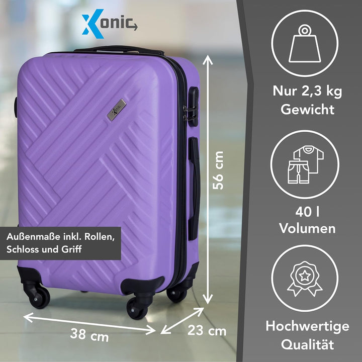 Xonic Design Reisekoffer - ABS Hartschalen Koffer mit 360° Leichtlauf-Rollen - hochwertiger Trolley
