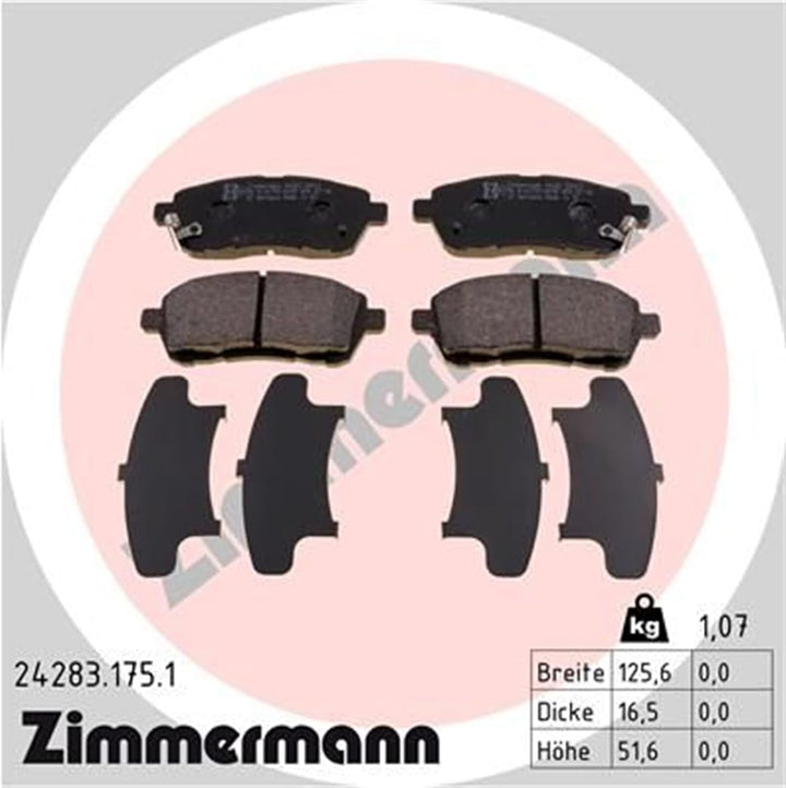 ZIMMERMANN 24283.175.1 Serie Bremsbeläge, vorne, 2 Sensoren Akustische, inklusive Platte dämpfend