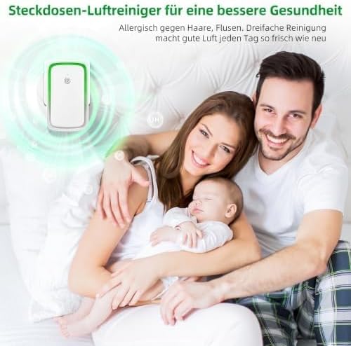 2er Set Luftreiniger für Steckdose – Filterlos mit Ionisator &amp; 3 Modi