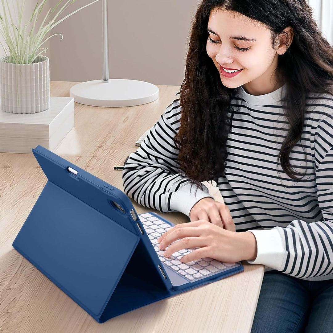 Vobafe Hülle mit Tastatur für iPad A16 11/10 Generation (2025/2022, 10,9/11 Zoll), Magnetisch Abnehm
