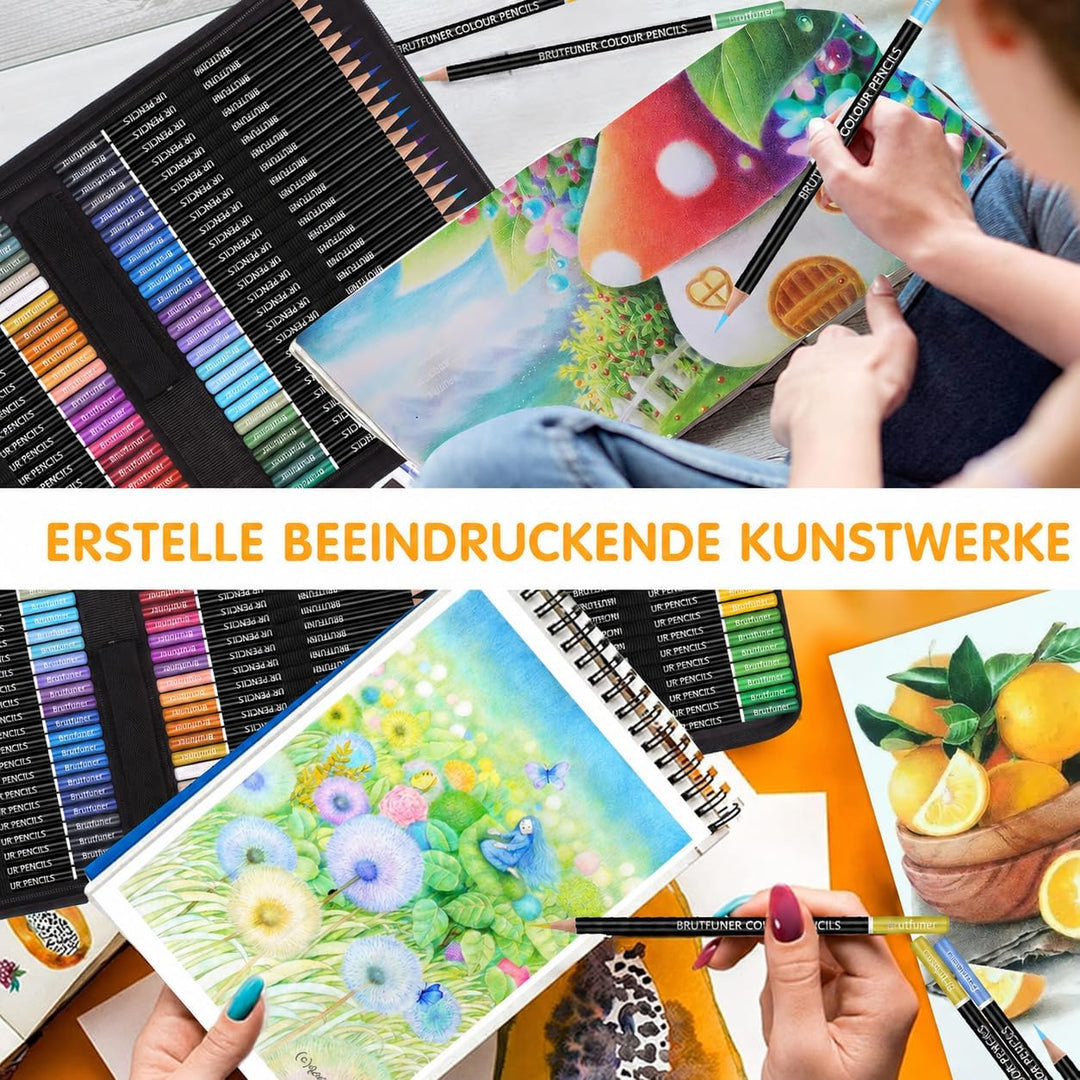 Melifluo 72 Buntstifte Set, Buntstifte 1 Malbuch,Tragbarer Premium-Reissverschlusstasche. Bundstifte
