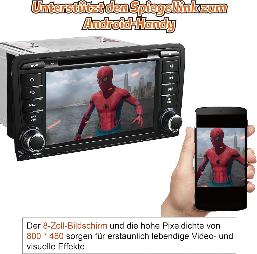 Amaseaudio Wince Autoradio, 2 Din, Kompatibel mit Audi A4 S4 RS4 2002-2007, 7" Touchscreen, Eingebau
