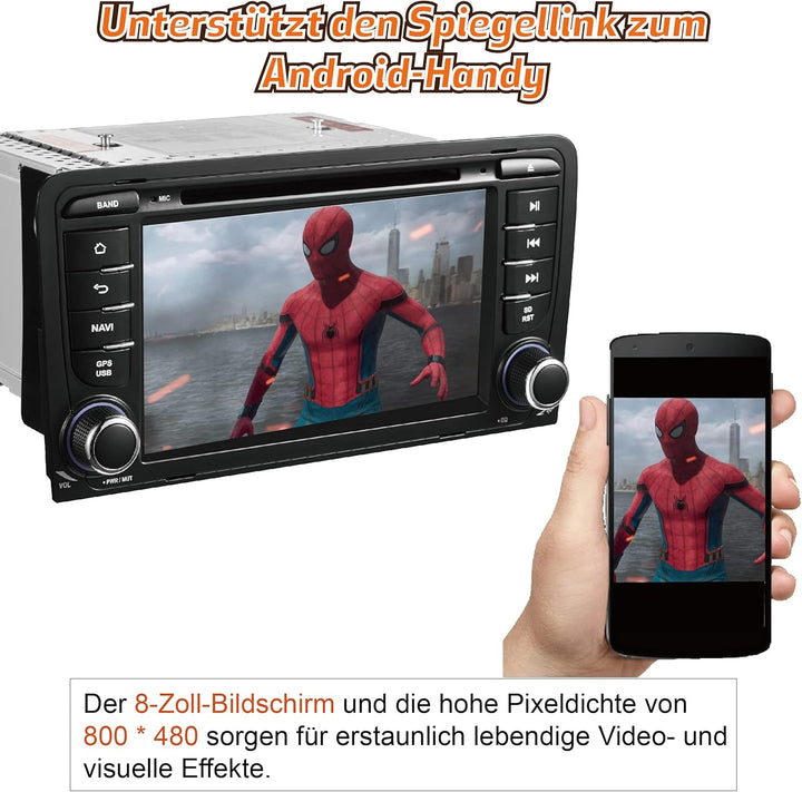 Amaseaudio Wince Autoradio, 2 Din, Kompatibel mit Audi A4 S4 RS4 2002-2007, 7" Touchscreen, Eingebau