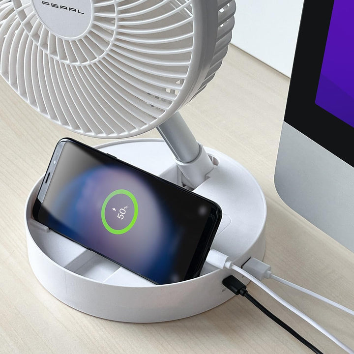 PEARL Akku Tischventilator: 2in1-Akku-Tisch- & Standventilator, ausziehbar bis 1 m, 8,5h, 4000 mAh (