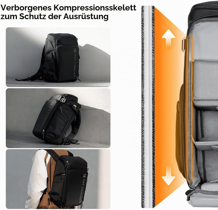 K&amp;F CONCEPT Kamerarucksack, Fotorucksack für Fotografen, Kamerarucksack mit 15.6 Zoll-Laptopfach, ko