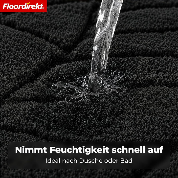 Floordirekt Badteppich - extra flauschig & schnelltrocknend - Badezimmerteppich mit rutschhemmender