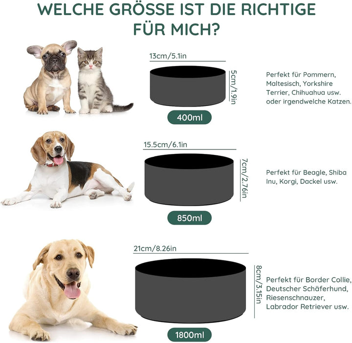SPUNKYJUNKY Hundenapf Keramik Doppel Hund Futternapf mit Bambus Ständer für Katzen und Hunde (400ml,