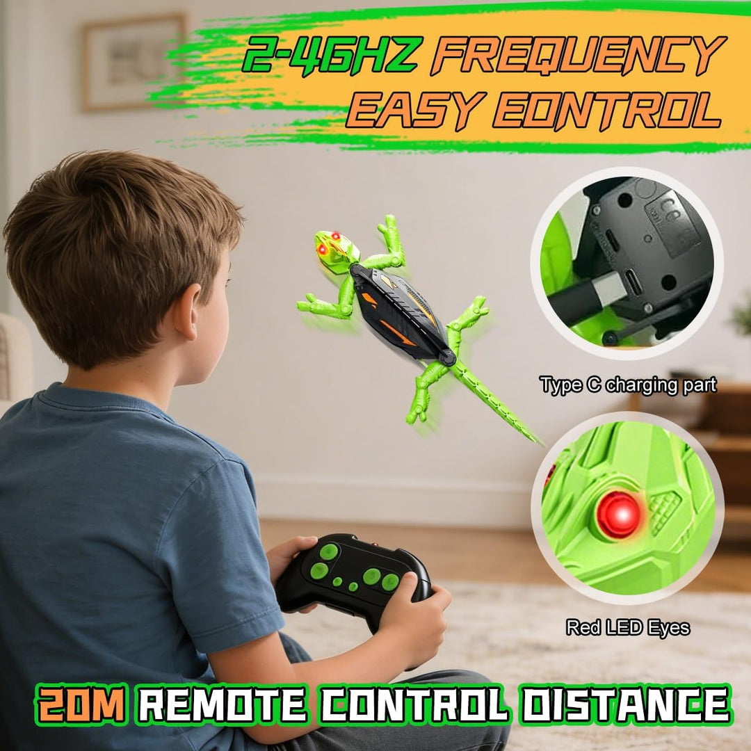 Gecko Wandflitzer, Ferngesteuerter Gecko mit Fernbedienung, Geckos-Kletterroboter, Klettert an Wände