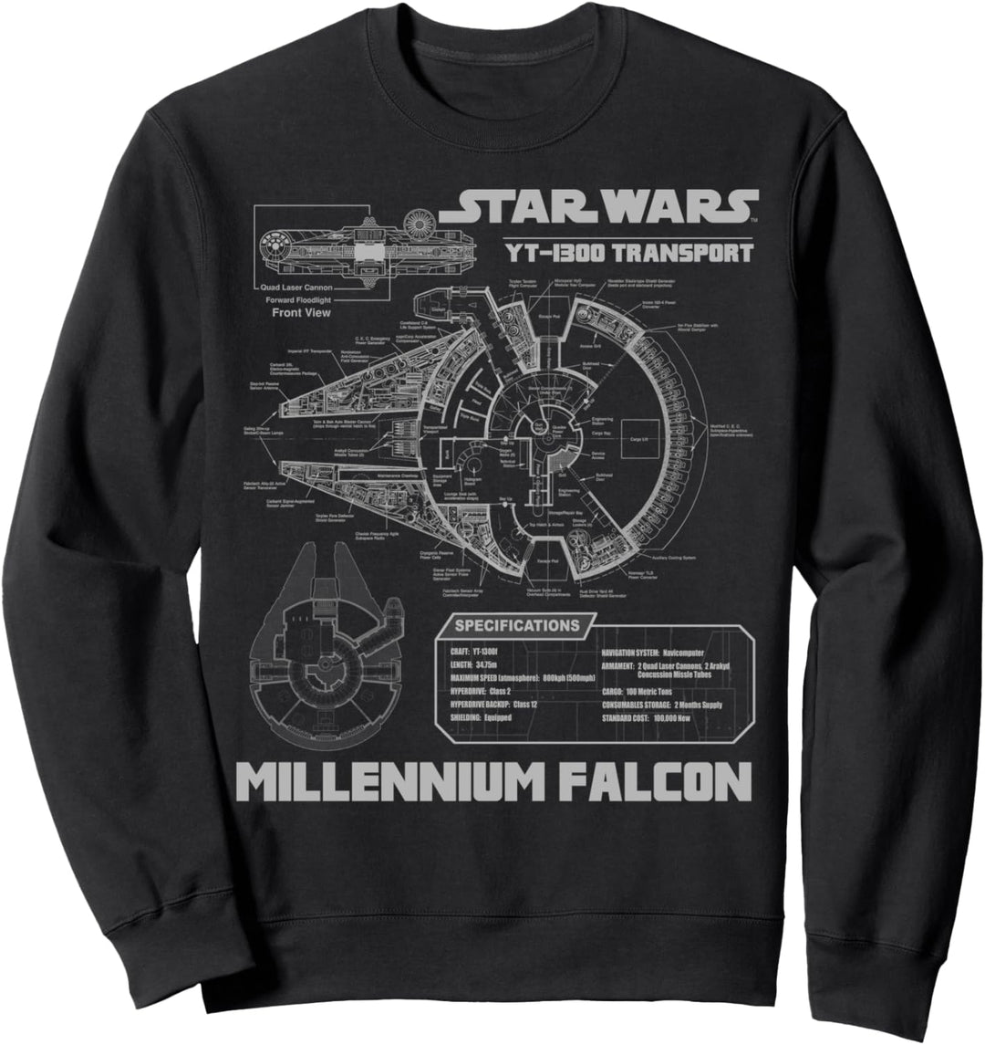 Star Wars Millennium Falcon Transport Text Poster Sweatshirt