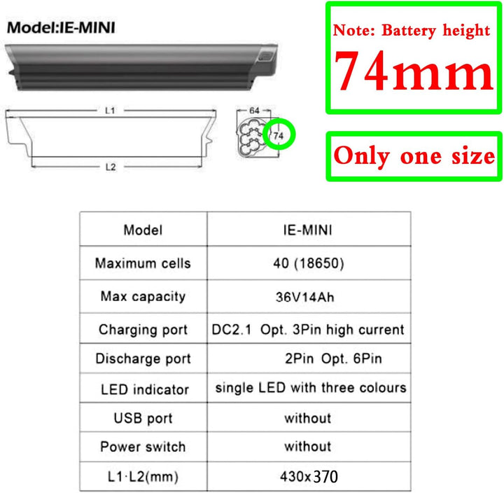 36V 14Ah 504Wh E-Bike Pedelec Akku für F.LLI Schiano E-Wave/Braver/E-Fully Reention EEL Mini mit Lad