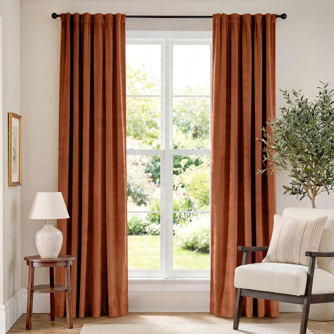Lazzzy Samtvorhänge, wärmeisoliert, 213 cm, Raumverdunkelung, Fenstervorhänge, superweich, luxuriöse