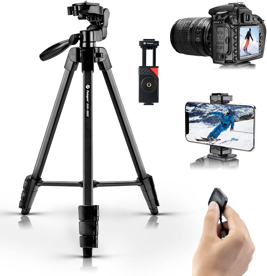 Fotopro Kamera Stativ Handy Stativ, 140CM Aluminium Leichtstativ für Reisen, 360-Grad-Panorama-Aufna