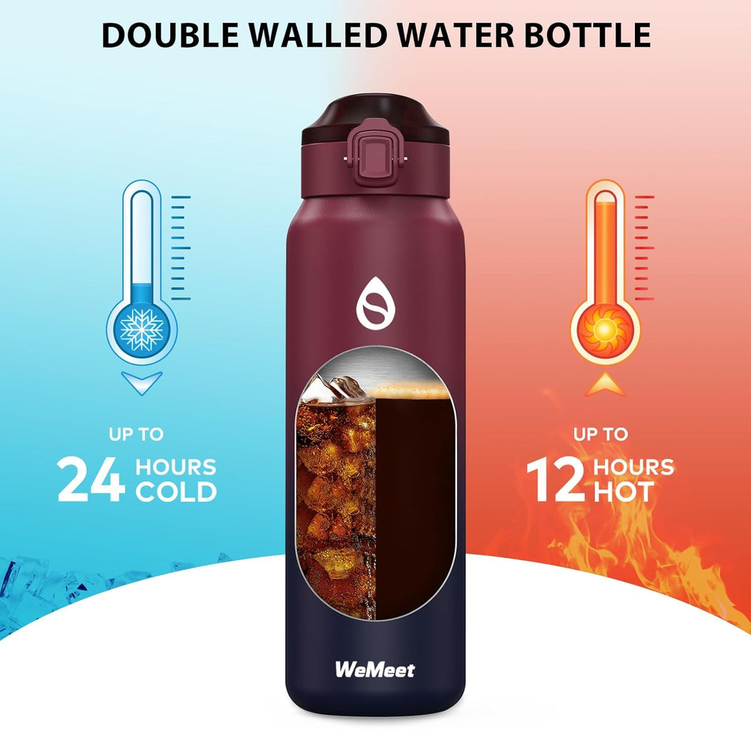 Thermosflasche mit Abnehmbarem Strohhalm 700ml, 18/10 Edelstahl Isolierflasche, BPA-frei Wasserflasc