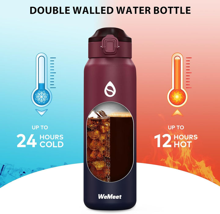 Thermosflasche mit Abnehmbarem Strohhalm 700ml, 18/10 Edelstahl Isolierflasche, BPA-frei Wasserflasc