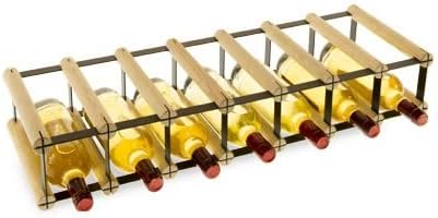 Weinregal aus Metall &amp; Holz für 7 Flaschen, 12,5x72,5x25cm, freistehender Weinständer, Getränkeregal