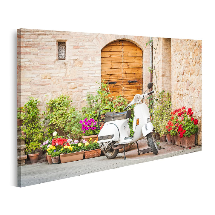 islandburner Bild auf Leinwand Italien Vintage Vespa Pienza Bilder Wandbilder Poster Leinwand 100x57