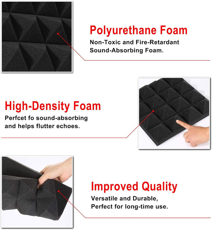 AGPtEK Schalldämmende Polsterung 24 Stück Schaumstoff-Dämmplatten 25 x 25 x 5 cm Akustikschaumstoff