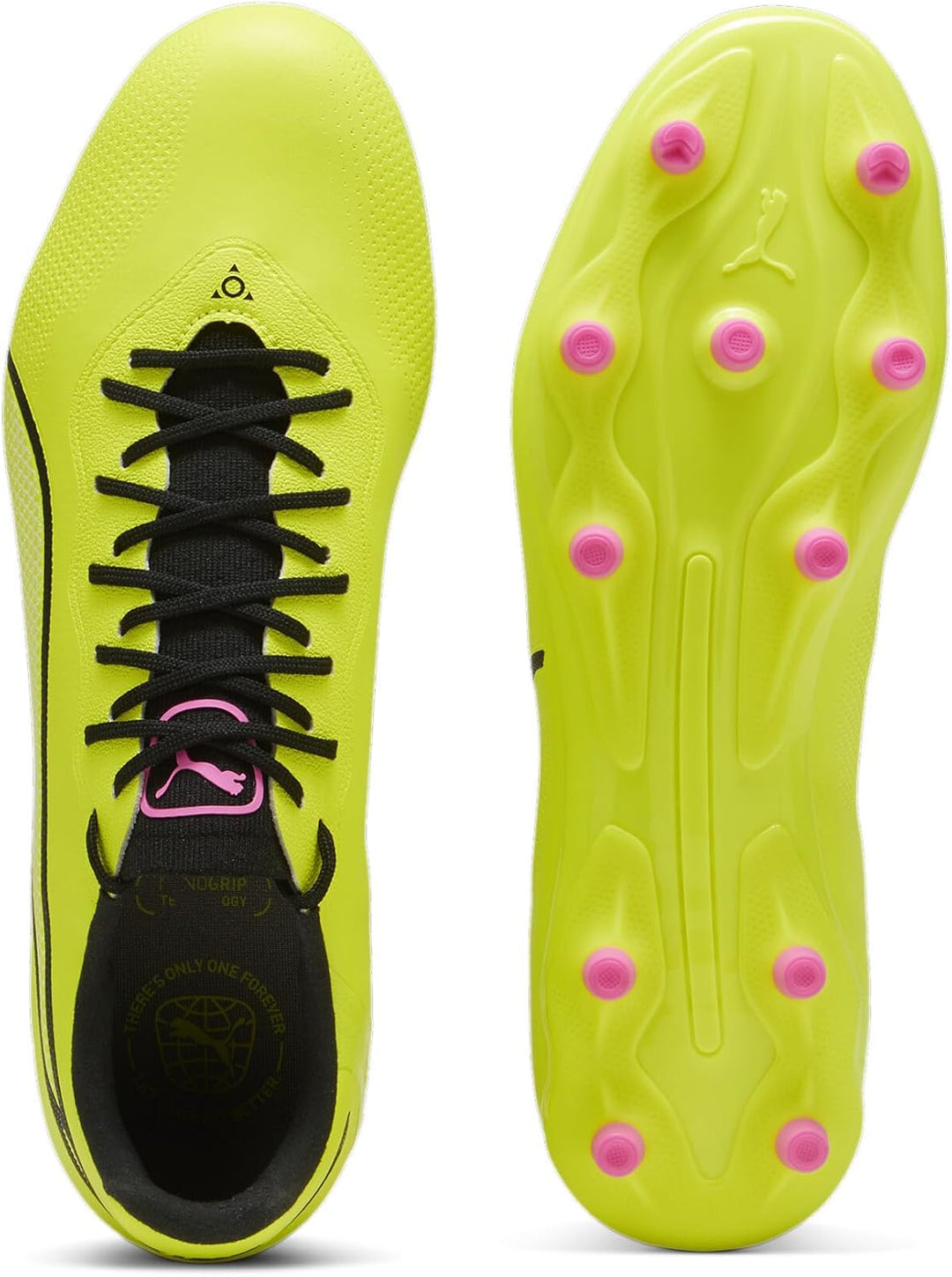 PUMA Mens King Ultimate Soccer Cleats Cleated, Firm Ground, Turf - Black 39 EU Electric Lime Puma Bl
