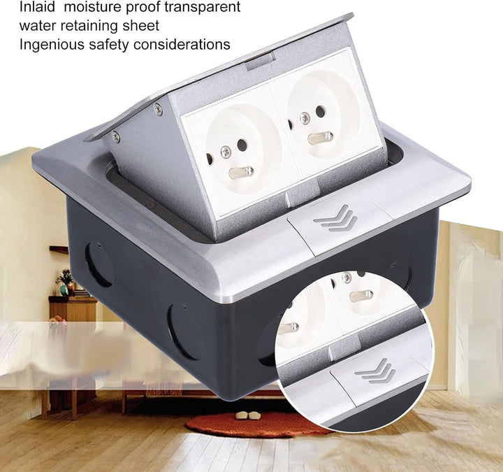 Up Bodendose Aluminiumlegierung Boden Desktop-Steckdose Wasserdichte Steckdose 2-Wege IP40 250V/16A
