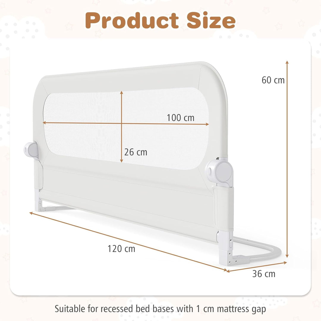 FANTASK Bettgitter klappbar, 120 x 60 cm, Kinderschutzgitter mit U-förmigem Gestell & Gurt, Bettschu