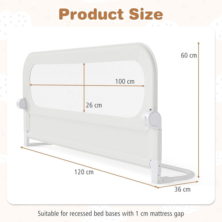 FANTASK Bettgitter klappbar, 120 x 60 cm, Kinderschutzgitter mit U-förmigem Gestell & Gurt, Bettschu