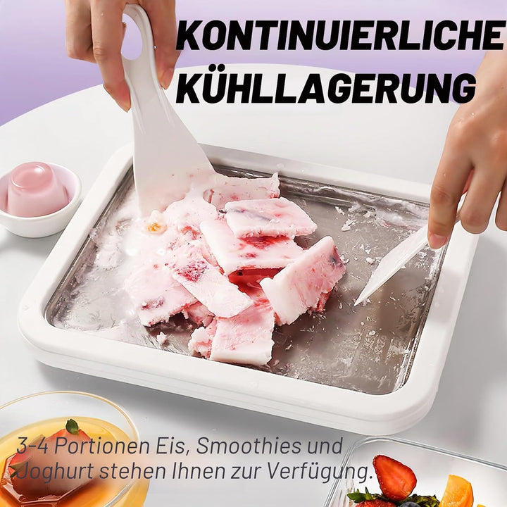 Rolled Ice Cream Maker, ZoneYan Eisplatte zum Eis Machen mit 2 Spateln, Eiscreme Roller Maker Pan, I