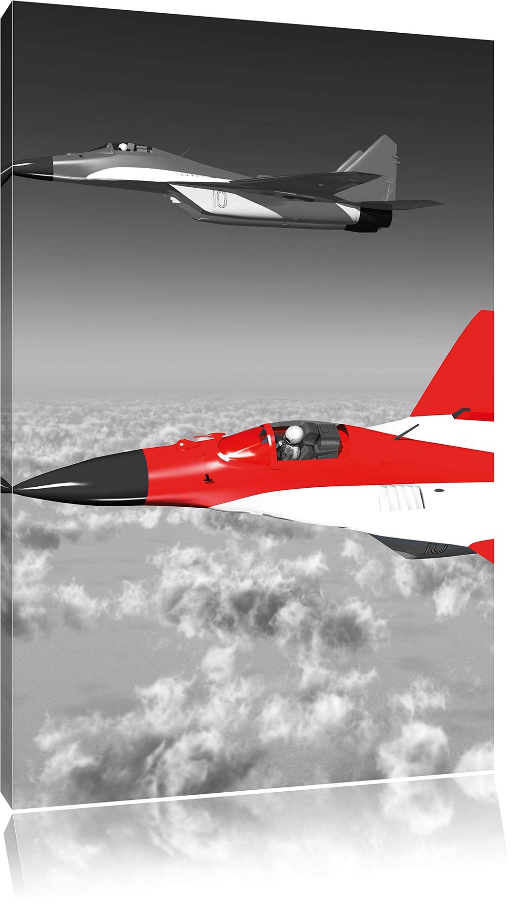 Pixxprint Zwei Kampfjets über den Wolken als Leinwandbild/Grösse: 100x70 cm/Wandbild/Kunstdruck/fert