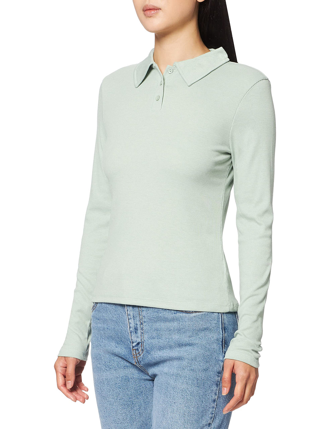 NA-KD Damen Buttoned Collar Top Hemd XXS Lichtgrün, XXS Lichtgrün