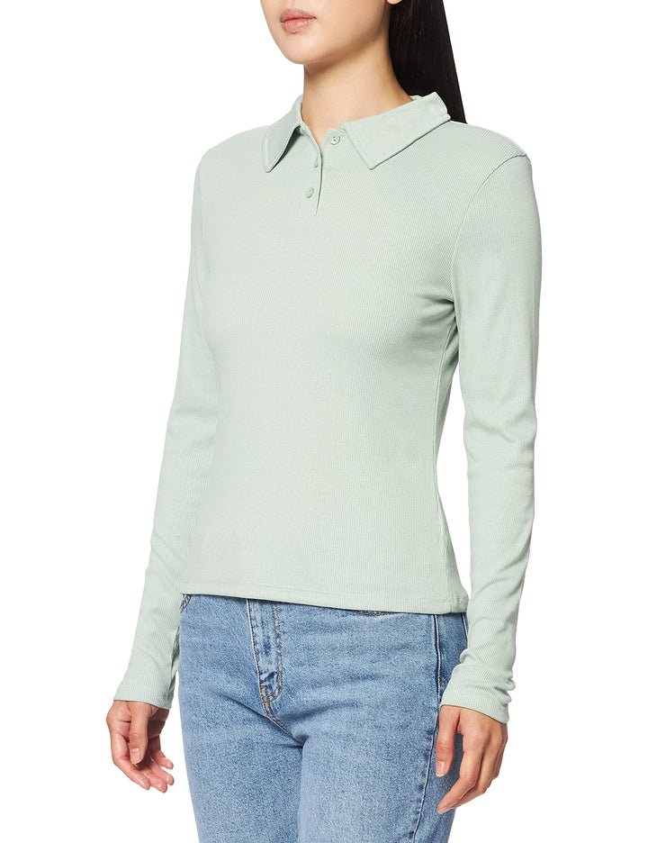 NA-KD Damen Buttoned Collar Top Hemd XXS Lichtgrün, XXS Lichtgrün